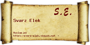 Svarz Elek névjegykártya